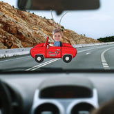 Photo personnalisée pour enfants Have A Safe Trip, Daddy - Ornement acrylique de voiture personnalisé personnalisé pour la famille - Cadeau pour les membres de la famille